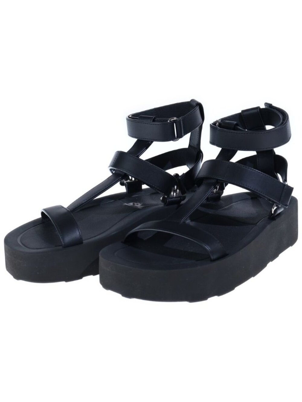 Hermes Enid Leather Strap Sandals Black